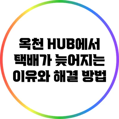 옥천 HUB에서 택배가 늦어지는 이유와 해결 방법